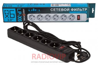картинка Сетевой фильтр LogicPower LP-X6 3 м 6 розеток Black от интернет магазина Radiovip