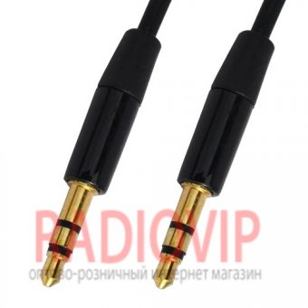 картинка Шнур шт.3,5стерео- шт.3,5стерео, gold, диам.-3мм, 3м., чёрный от интернет магазина Radiovip