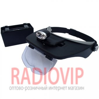 картинка Лупа бинокулярная налобная с подсветкой, 1,2Х 1,8Х 2,5Х 3,5Х(MG81001А) от интернет магазина Radiovip