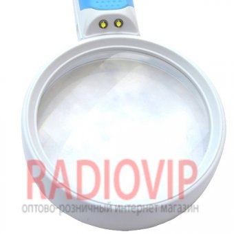 картинка Ручная лупа с LED подсветкой, 5X увеличение, диаметр 90 мм, Magnifier 77390B3 от интернет магазина Radiovip