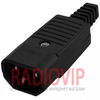 картинка Штекер сетевой 3pin, под шнур, медь, корпус пластик от интернет магазина Radiovip