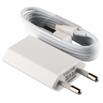 картинка Зарядное устройство LP АС-005 USB 5V 1A + кабель USB - Lighting (Белый) от интернет магазина Radiovip