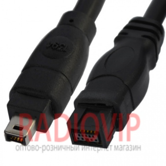 картинка Шнур Firewire IEEE 1394В(шт.4р -шт.9р), диам.-4мм. 1,5м. чёрный от интернет магазина Radiovip