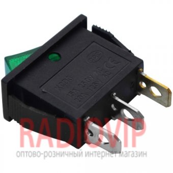 картинка Переключ. с подсветкой узкий IRS-101-1С (ON-OFF), 3pin, 15A, зелёный от интернет магазина Radiovip