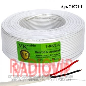 картинка Кабель сигнал. VKcable 2жилы без экрана 2Cх(7х0,22мм) CCA, белый, 100м от интернет магазина Radiovip