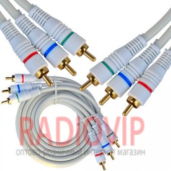 картинка Шнур компонентный 3RCA х 3RCA gold  6+6+6мм, 1,5м. от интернет магазина Radiovip