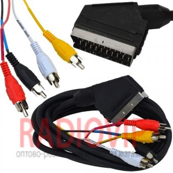 картинка Шнур шт.Скарт- 4RCA, проф., диам.-7мм., 2,5м. от интернет магазина Radiovip