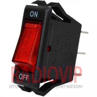 картинка Переключатель узкий с подсв. IRS-1-7A ON-OFF, 3pin, 10A, 220V, красный от интернет магазина Radiovip