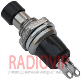 картинка Кнопка малая PBS-10B-2 без фиксации ON-(OFF), 2pin, 1А 250V, чёрная от интернет магазина Radiovip