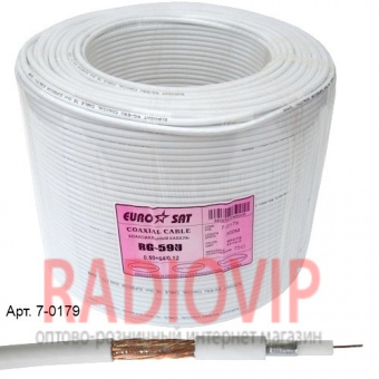 картинка Кабель RG-59, (0,5CU+3.1PE+Al+64/0,12), диам-4,8мм, белый, 300м от интернет магазина Radiovip