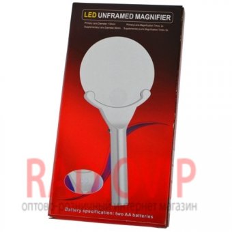 картинка Лупа ручная круглая с LED подсветкой 2Х+6Х диам. 130+26мм MG2B-10 от интернет магазина Radiovip