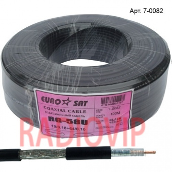 картинка Кабель RG-58C/U, (19x0,18Сu/64х0,12TCСА), диам-5мм, чёрный от интернет магазина Radiovip