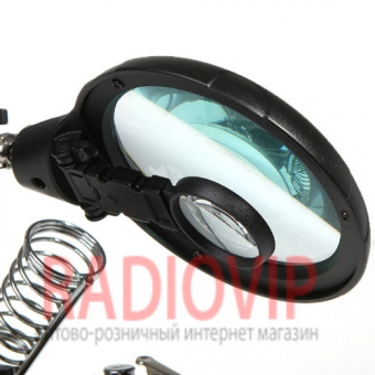 картинка Держатель третья рука mg16129-c с подсветкой и сменными линзами, 3x увеличение, 90 ММ. от интернет магазина Radiovip