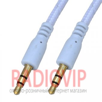 картинка Шнур шт.3,5стерео- шт.3,5стерео, cетка, gold, 1м., белый от интернет магазина Radiovip