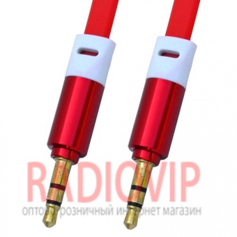 картинка Шнур шт.3,5стерео- шт.3,5стерео, плоский, gold, 1м., красный от интернет магазина Radiovip
