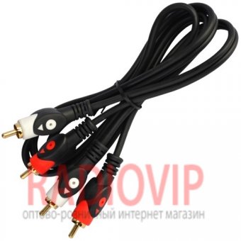 картинка Шнур соедин. 2RCA х 2RCA gold, диам.-4х8мм, cиний, 1,2м. от интернет магазина Radiovip