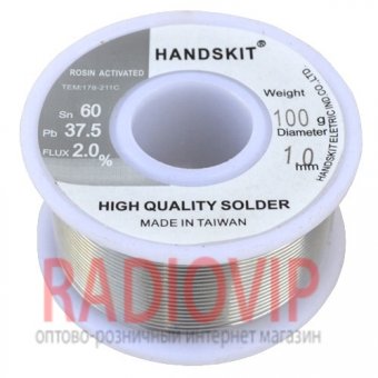 картинка Припой HandsKit ПОС-60, диам.-1,0мм, 100гр., на катушке от интернет магазина Radiovip