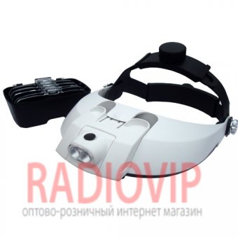 картинка Лупа бинокулярная налобная с LED подсветкой, 1,0Х 1,5Х 2,0X 2,5Х 3,5Х MG 81001-H от интернет магазина Radiovip