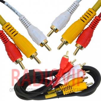 картинка Шнур соедин. 3RCA х 3RCA, диам.-3+6+3мм, 1,2м. от интернет магазина Radiovip