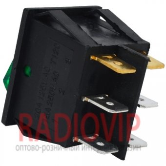 картинка Перекл. клавишный узкий x2 с подсв. 6pin зелёный, арт. IRS-2101-1A G от интернет магазина Radiovip
