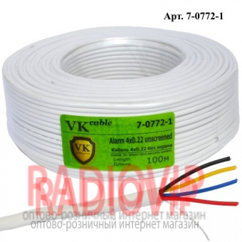 картинка Кабель сигнал. VKcable 4жилы без экрана 4Cх(7х0,22мм) CCA, белый, 100м от интернет магазина Radiovip