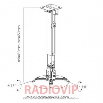 картинка Кронштейн для проекторов Brateck PRB-15 B от интернет магазина Radiovip