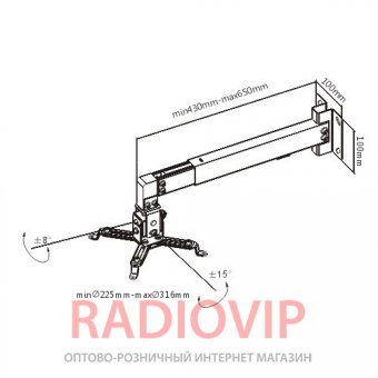 картинка Кронштейн для проекторов Brateck PRB-2W от интернет магазина Radiovip
