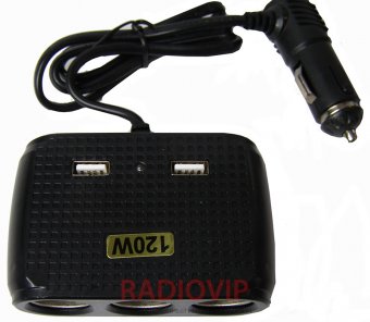 картинка Разветвитель автоприкуриват. шт.прикур.- 3гн.прикур.+2 гн.USB 1511 от интернет магазина Radiovip