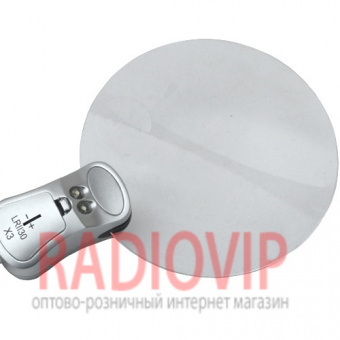 картинка Настольная лупа LED подсветкой, 2.25X+5X увеличение, диаметр 107+22 мм, Magnifier mg5b-2 от интернет магазина Radiovip