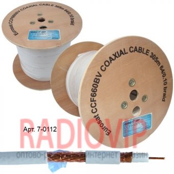 картинка Кабель RG-6 (1.02Cu+4,8PE+CU foil+64x0.12Cu), белый, на дер.кат., 305м от интернет магазина Radiovip