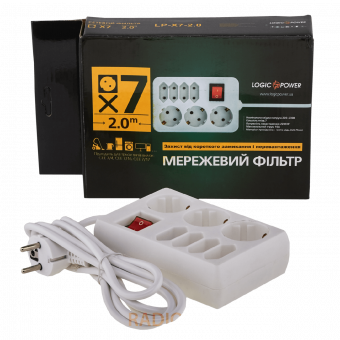картинка Сетевой фильтр LogicPower LP-X7 2 м 7 розеток White от интернет магазина Radiovip