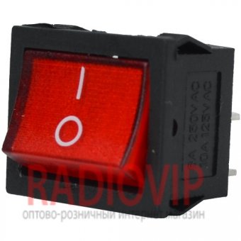 картинка Переключатель широкий с подсв. MIRS-201-4 ON-OFF, 4pin, 6A, 220V, красный от интернет магазина Radiovip