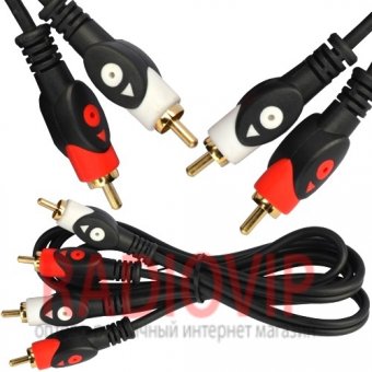 картинка Шнур соедин. 2RCA х 2RCA gold, диам.-4х8мм, cиний, 1,2м. от интернет магазина Radiovip