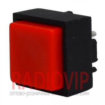 картинка Кнопка квадратная PBS-18B без фиксации OFF-(ON), 25mА 50V or DC, красная от интернет магазина Radiovip