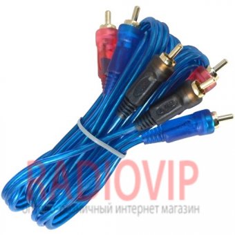 картинка Шнур соедин. 3RCA х 3RCA gold прозр.-синий 3+3+3мм 1,5м. от интернет магазина Radiovip