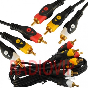 картинка Шнур соедин. 3RCA х 3RCA gold d 4х12мм 10м. от интернет магазина Radiovip