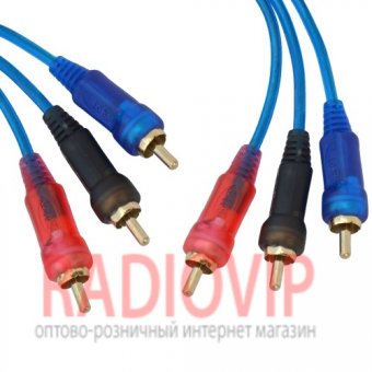 картинка Шнур соедин. 3RCA х 3RCA gold прозр.-синий 3+3+3мм 1,5м. от интернет магазина Radiovip
