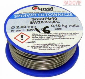 картинка Припой 100гр. 2mm Sn60Pb40  sw26/3/2.50% от интернет магазина Radiovip