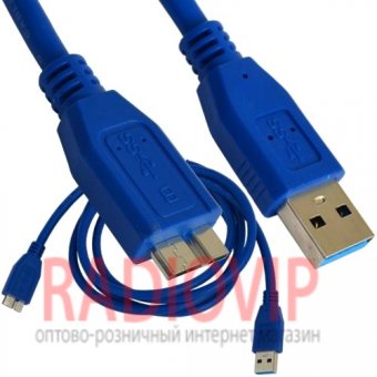 картинка Шнур шт.USB А -шт.miсro USB тип В, v3.0, диам.-6мм, 1,5м, синий от интернет магазина Radiovip