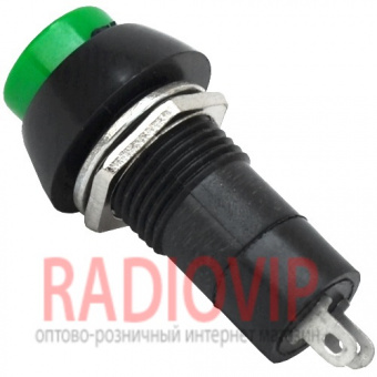картинка Кнопка средняя PBS-11А с фиксацией ON-OFF, 2pin, 1А 250V, зелёная от интернет магазина Radiovip