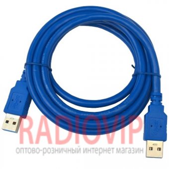 картинка Шнур USB (шт.A- шт.А), version 3,0, диам.-5,5мм, 1,5м, синий от интернет магазина Radiovip