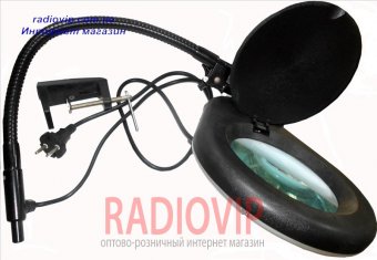 картинка Лупа-лампа с LED подсветкой на струбцине, диопт 5Х, диам-130мм 80LED ZD-129B от интернет магазина Radiovip