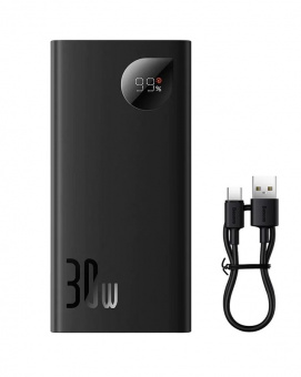 картинка Power Bank 10000 mAh 30W — Baseus (PPAD040) Adaman2 Digital Display Fast Charge(With Simple Series Charging Cable USB to Type-C 3A 0.3m Black ) — PPAD040002 White от интернет магазина Radiovip