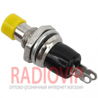картинка Кнопка малая PBS-10B-2 без фиксации ON-(OFF), 2pin, 1А 250V, жёлтая от интернет магазина Radiovip