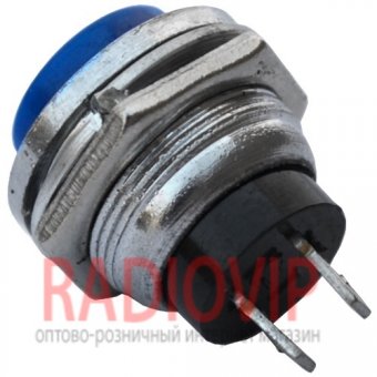 картинка Кнопка большая PBS-26B без фиксации OFF-(ON), 2pin, 2А 250V, синяя от интернет магазина Radiovip