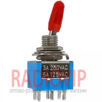 картинка Тумблер MTS 202-E1 (ON-ON) 6pin пластик. рычажок от интернет магазина Radiovip