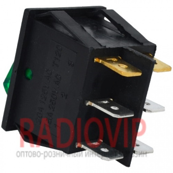 картинка Переключатель двойной с подсв. IRS-2101-1А ON-OFF, 6pin, 15A, зелёный от интернет магазина Radiovip