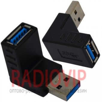 картинка Переходник штекер USB A- гнездо USB A, угловой, version 3.0 от интернет магазина Radiovip