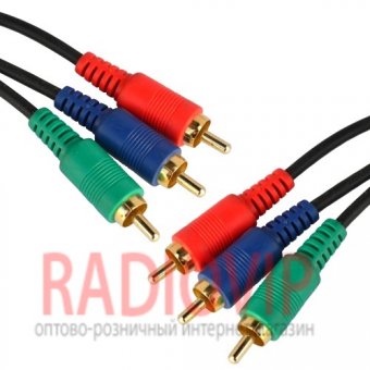картинка Шнур компонентный 3RCA х 3RCA gold  4+4+4мм, 1,5м. от интернет магазина Radiovip
