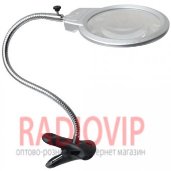 картинка Лупа-лампа с LED подсветкой с прищепкой, круглая, 2.25Х+5Х, диам-107мм+26мм, MG15120-B от интернет магазина Radiovip